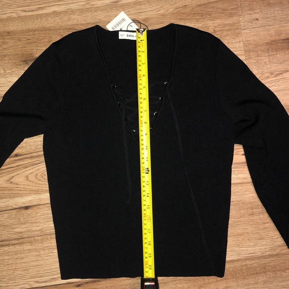 NEW!!! HP 🥳🥳Zara Black Low Cut Sweater with Ties - Picture 7 of 9